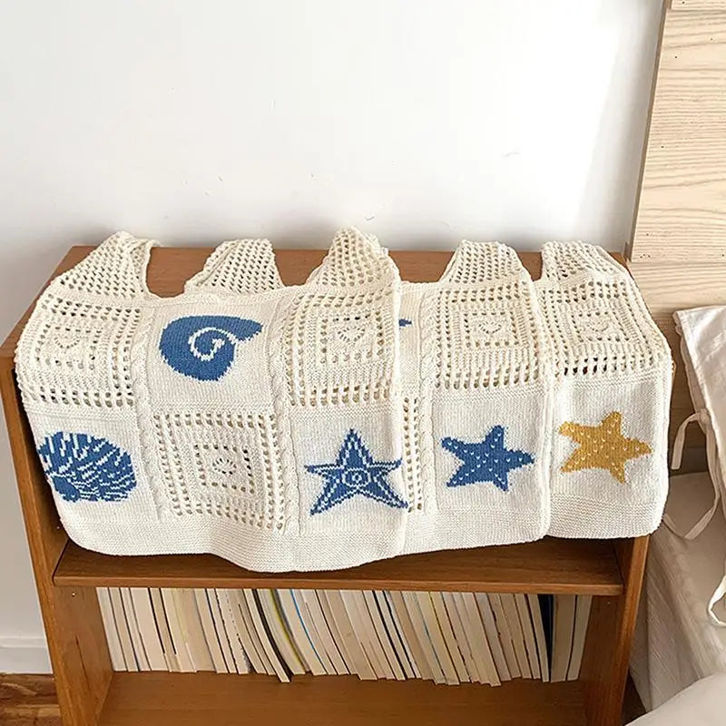 Designer Knitted High-capacity Tote Bags Women's Summer Beach Bag Casual Hollow Woven Underarm Shoulder Bag