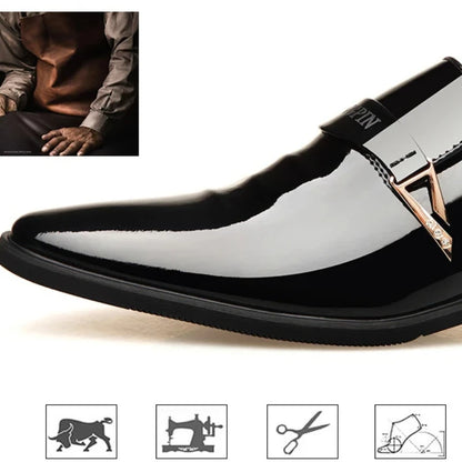 2026 Leather Shoes for Men Patent Leather Mens Casual Oxford Shoes Moccasin Glitter Male Footwear Designer Business Casual Shoes