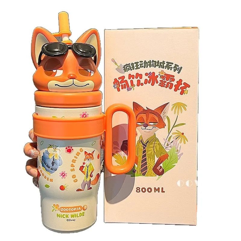 Adorable Animal Design Straw Tumbler, Leakproof Insulated Cup Student Gift