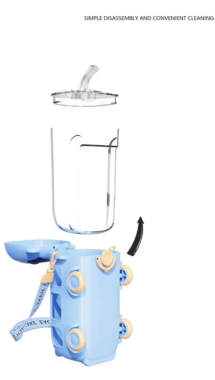 Cute Kids Water Bottle With Straw Fun 0.5L Car-Themed Drinkware For Toddlers Leakproof BPA-Free