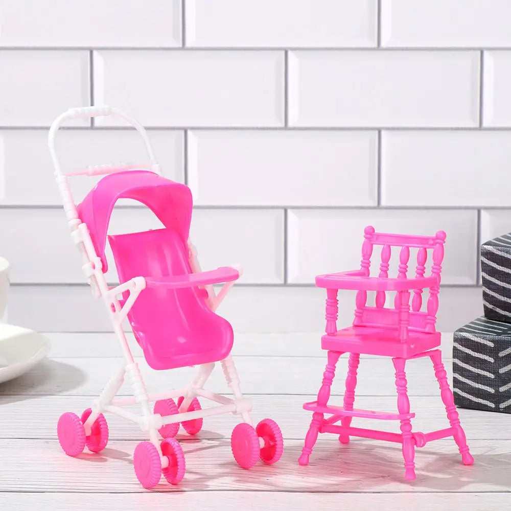 Dollhouse Furniture Scene Model Playing House Photo Props Toys Miniature Baby Stroller Infant Carts Dolls Accessories
