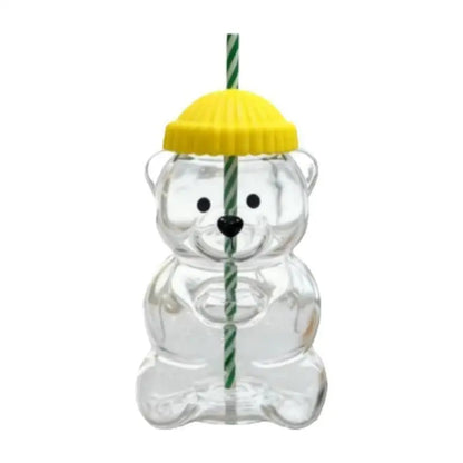 Bear Coffee Cup  Cartoon Bear Shaped Coffee Mug Cute Bear Mug Plastic Cup With Straw Transparent Creative Milk Coffee Water Cups