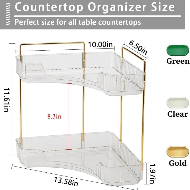 Corner Bathroom Counter Organizer Bathroom Countertop Shelf Makeup Organizer for Vanity Perfume Tray for Corner Storage