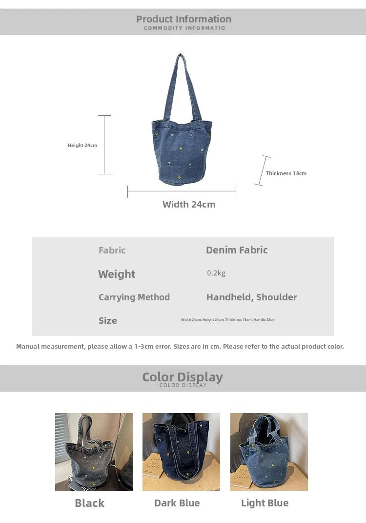 Women Shoulder Bag Large Capacity Denim Tote Bag Fashion Underarm Harajuku Handbag Clutch Bags Simple Female Commuter bags 2026