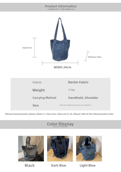 Women Shoulder Bag Large Capacity Denim Tote Bag Fashion Underarm Harajuku Handbag Clutch Bags Simple Female Commuter bags 2026