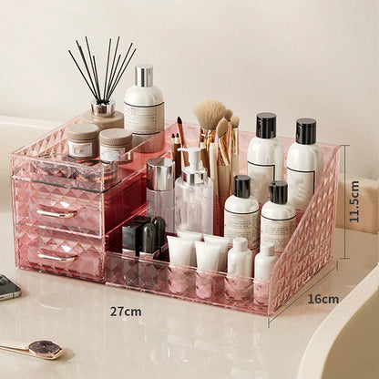 Makeup Organizer Cosmetic Organizer with Transparent Drawer - Multi-functional Lipstick & Cosmetic Organizer