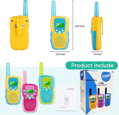 Walkie Talkies for 3-12 Year Old Girls Boys Toys with Backlit LCD Flashlight, 3 Miles Range for Outside, Camping, Hiking