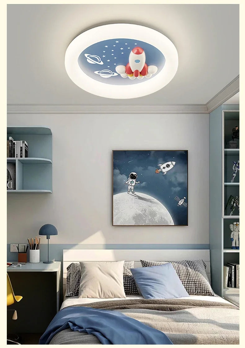 Modern Rocket Cloud Ceiling Lights Boys and Girls Bedroom Decor Light LED Warm Romantic Nursery Children's Room Ceiling Lamps