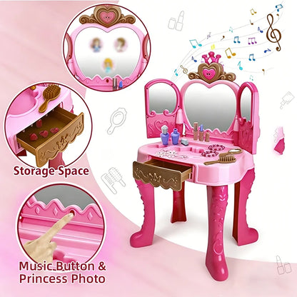 Girls Makeup Toys Woman Career Role Play Toys Inductive Door-opening Pretend Beauty and Fashion Sets Hair Styling for Kids Child