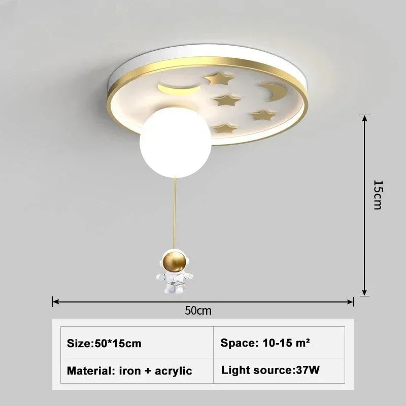 Modern European Modern Children's Moon Lustre Led Lights Astronaut Bedroom Chandeliers Decoration Ceiling Lamps For Room Home-ap