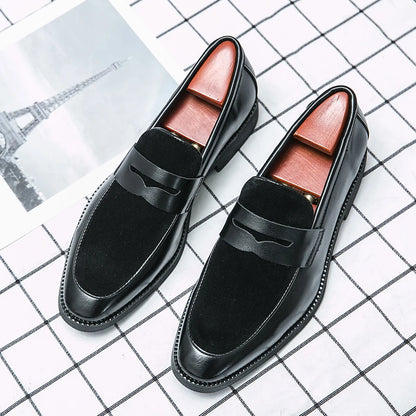 Summer Men Genuine Leather Casual Shoes Mens Wedding Black Dress Shoes Mens Banquet Loafers Blue Outdoor Walking Shoes Big Size