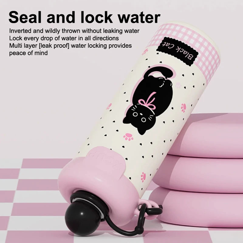 〔R〕Cartoon Animal Float Ball Water Bottle - 316 Stainless Steel Insulated Tumbler with Straw & Carry Strap for Kids and Students