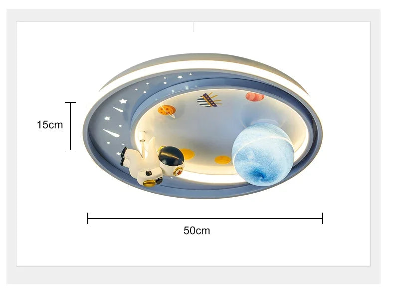 Children's room circular ceiling light moon astronaut light cartoon eye protection children's baby LED light room decoration