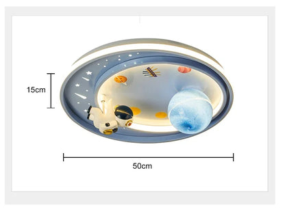 Children's room circular ceiling light moon astronaut light cartoon eye protection for children & baby LED light room decoration