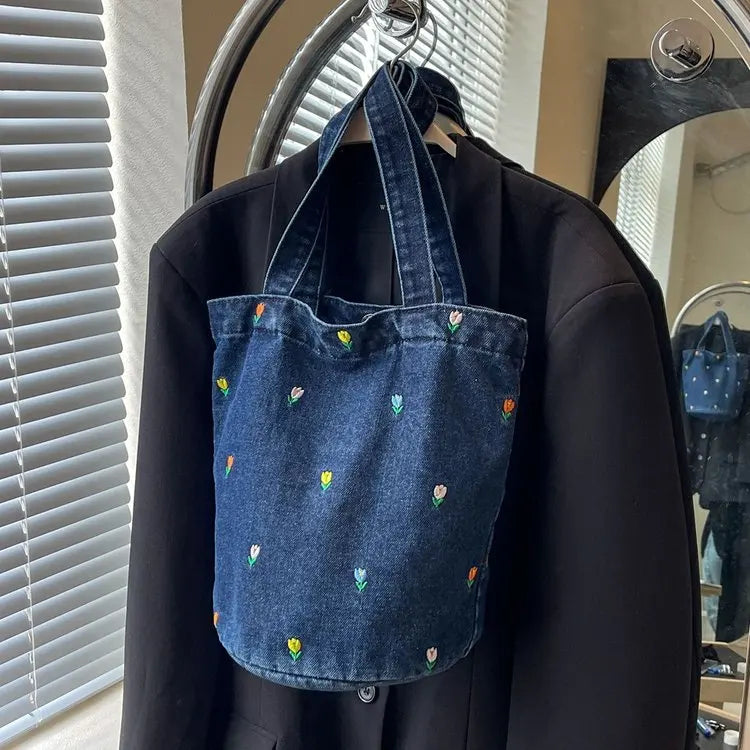 Women Shoulder Bag Large Capacity Denim Tote Bag Fashion Underarm Harajuku Handbag Clutch Bags Simple Female Commuter bags 2026