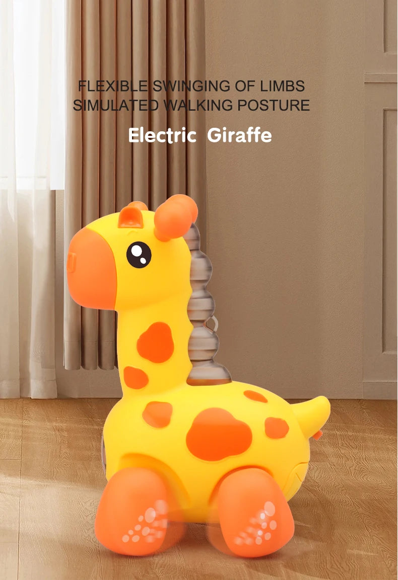 Giraffe rope toy with light, music, electric crawling toy, children's puzzle early education luminous toy