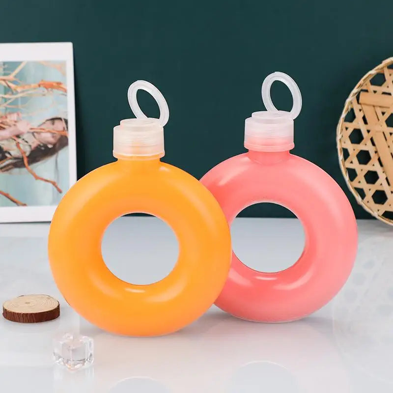 350ML Cute Donut Kids Water Bottle Leak-Proof Travel Cup Children Anti Fall Transparent Drinking Bottle Sports Water Bottle