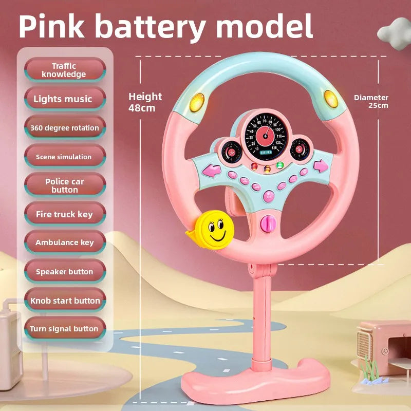 Electric Simulated Driving Steering Three-Dimensional Portable Wheel Copilot Toy Light And Sound Educational Children's Gifts