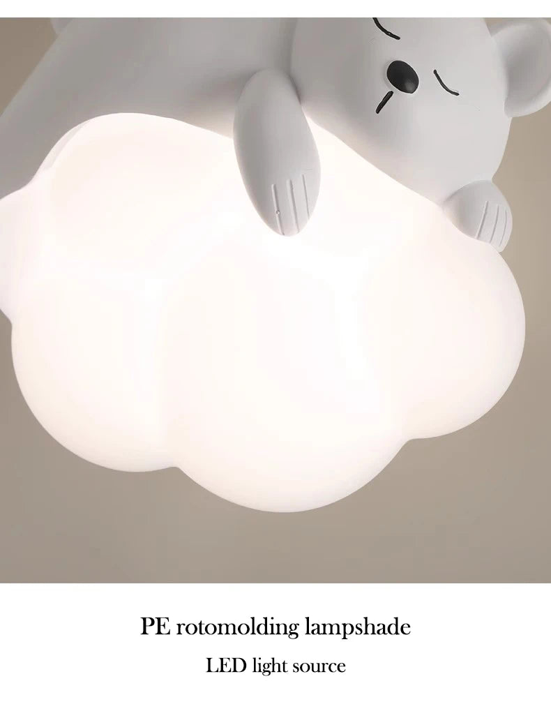Cute Children's Room Bedside Wall Lamp Bear Rabbit Cloud Lamp Creative Cream Style Baby Room Nursery Boy Girl Bedroom Wall Light