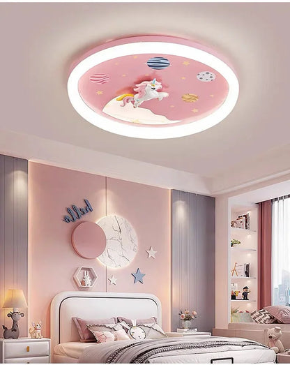 2026 Pink Rainbow Unicorn Light Princess Room Ceiling Lamps LED Warm Cute Nursery Children's Room Girl Bedroom Ceiling