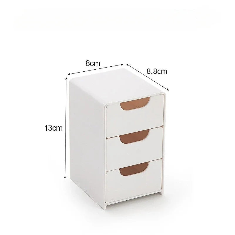 Chic 3-Tier Desk Organizer with Drawers - Ideal for Office Supplies, Jewelry & Cosmetics Storage - Portable Divider Box