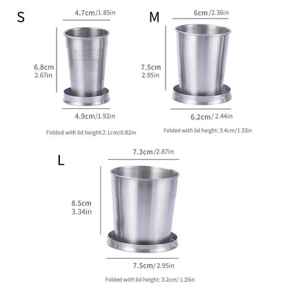 Outdoor Portable Camping Portable Metal Stainless Steel Telescopic Cups Folding Cups Drinks Cups.