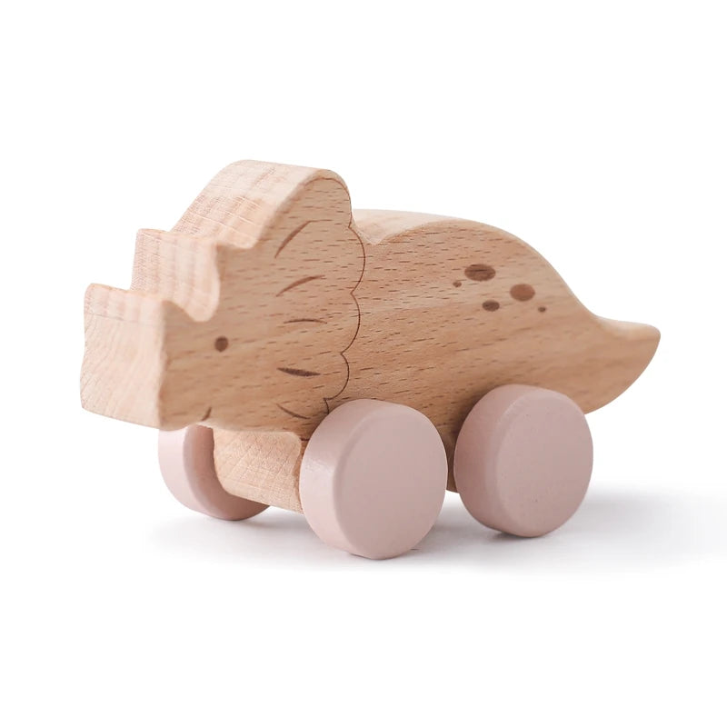 Montessori Wooden Toys Dinosaur Car Education Wooden Blocks Baby Toys From 3-5 Years Black Walnut Wooden Car Toys For Children