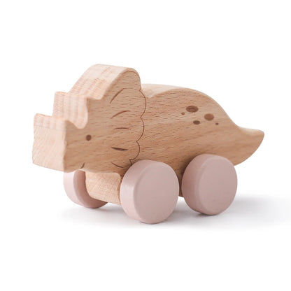Montessori Wooden Toys Dinosaur Car Education Wooden Blocks Baby Toys From 3-5 Years Black Walnut Wooden Car Toys For Children