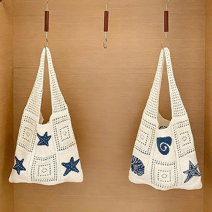 Designer Knitted High-capacity Tote Bags Women's Summer Beach Bag Casual Hollow Woven Underarm Shoulder Bag