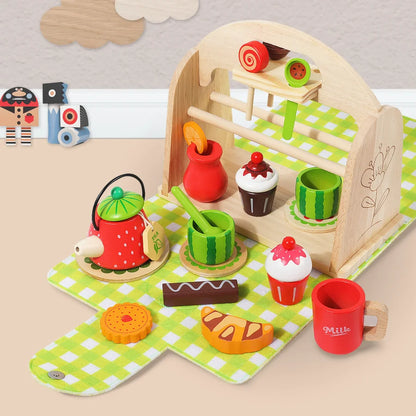 Children Pretend Play Toys Wooden Simulation Role Play Game Ice Cream Afternoon Tea Dessert Set Montessori Educational Toys