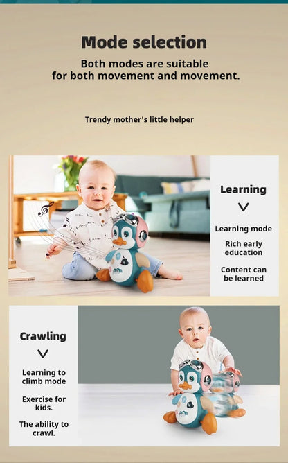 Interactive Walking Penguin Toy, Dancing Musical Baby Toy with LED Lights, Encourages Crawling Learning for Toddlers Infant Kids