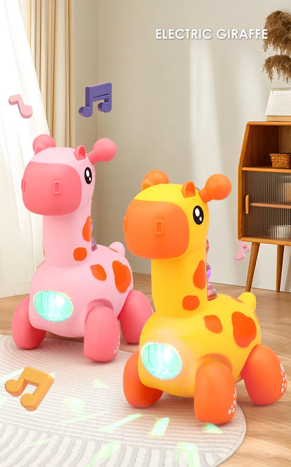 Giraffe rope toy with light, music, electric crawling toy, children's puzzle early education luminous toy