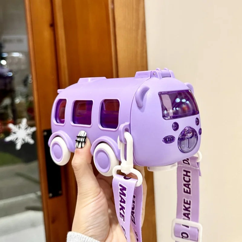Cute Kids Water Bottle With Straw Fun 0.5L Car-Themed Drinkware For Toddlers Leakproof BPA-Free