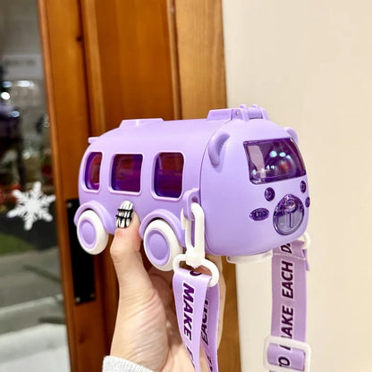 Cute Kids Water Bottle With Straw Fun 0.5L Car-Themed Drinkware For Toddlers Leakproof BPA-Free