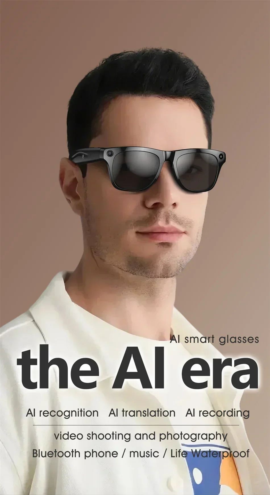 Lenovo 2026 New 8K Bluetooth AI Glasses 1200MP HD Camera Chat GPT Voice Assistant Music Player Translate Call Smart Sunglasses