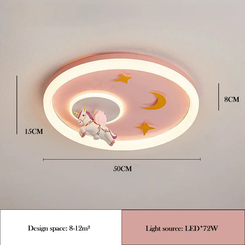 Children's Room Bedroom Ceiling Lights LED Moon Astronaut Unicorn Light Warm Romantic Baby Room Boy Girl Bedroom Ceiling Lamps