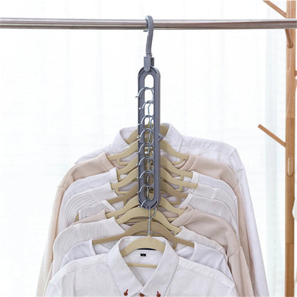 Clothes Hanger Nine Hole Wardrobe Organizer Space Saving Home Household Multi-Functional Drying Rack Plastic Storage