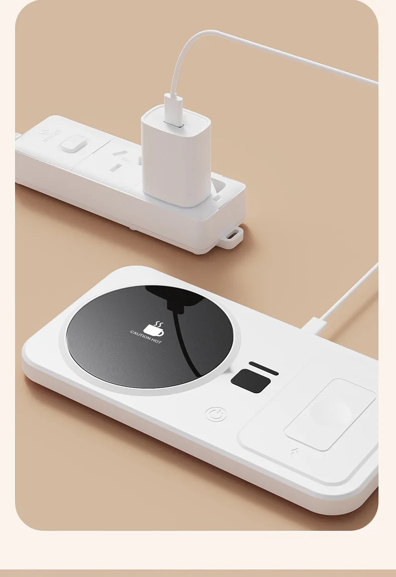 2 in 1 Coffee Mug Warmer Wireless Charger Multi-functional Cup Heating Pad 3 Gear Temperature Warmer Coaster For Milk Tea Water