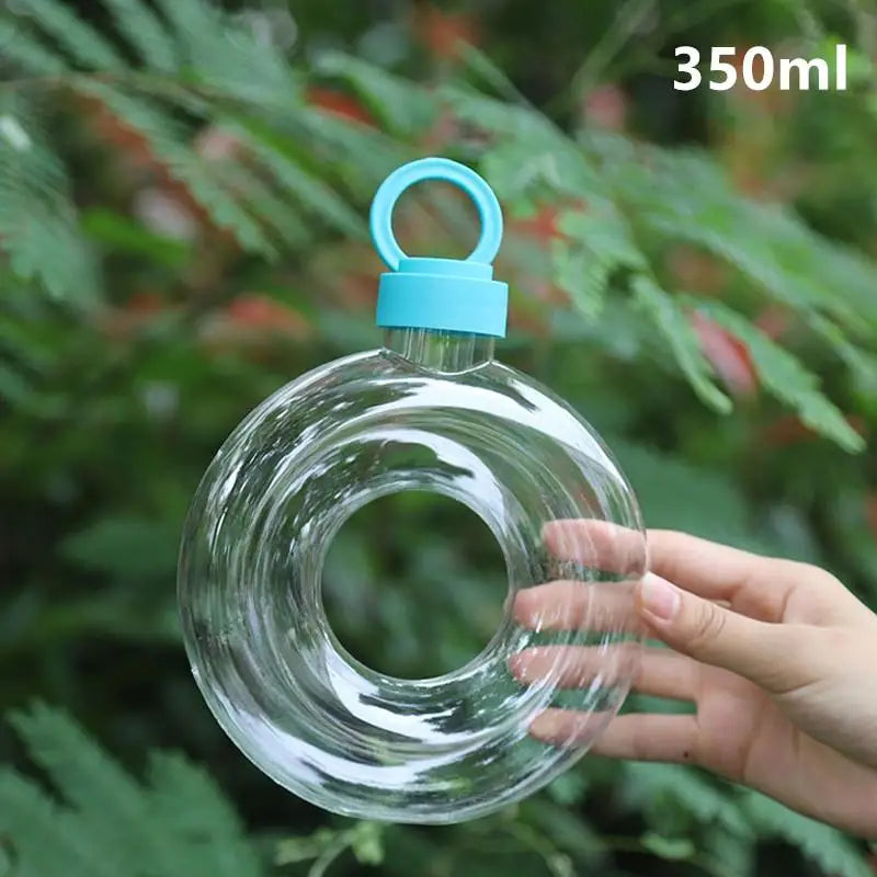 350ML Cute Donut Kids Water Bottle Leak-Proof Travel Cup Children Anti Fall Transparent Drinking Bottle Sports Water Bottle