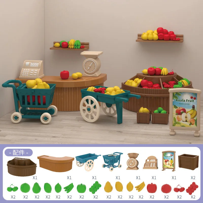 Mini supermarket shopping games dollhouse furniture accessories Intellectual education toys for kid family interaction toys
