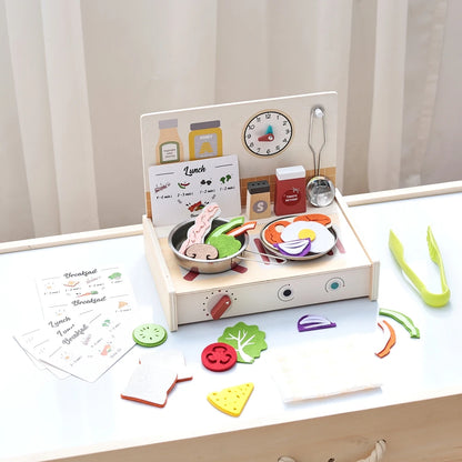 Wooden Kitchen Simulation Toy Set Baby Pretend Play Game Montessori Interactive Toys For Children Baby life Skills learning Toys