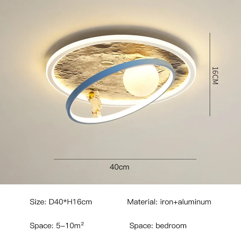 Children's room circular ceiling light moon astronaut light cartoon eye protection children's baby LED light room decoration