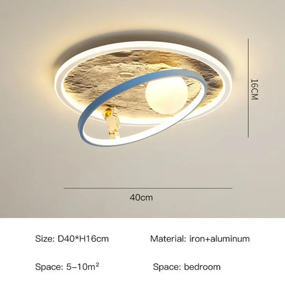 Children's room circular ceiling light moon astronaut light cartoon eye protection for children & baby LED light room decoration