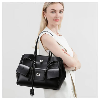 New Women's Tote Bag, Fashionable and Simple Casual Bag, High-End Shoulder Bag, Large-Capacity Commuter Bag, Trendy Handbag, Water-Repellent Shopping Bag