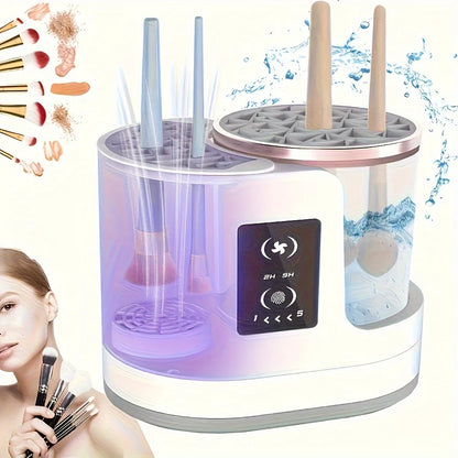 Portable Three-in-One Electric Makeup Brush Cleaner with Dryer USB Deep Cleaning for Various Sizes of Beauty Brushes including