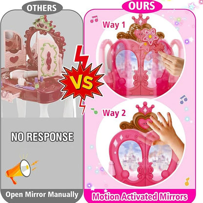 Girls Makeup Toys Woman Career Role Play Toys Inductive Door-opening Pretend Beauty and Fashion Sets Hair Styling for Kids Child