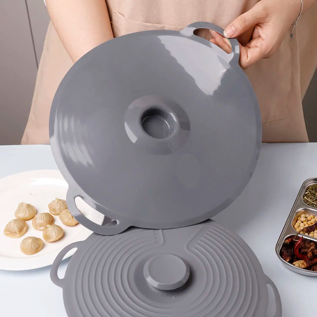 Food Grade Silicone Fresh-keeping Cover Circular Seal Spill-proof Lid Multi-functional High Temperature Resistance and Pot Cover