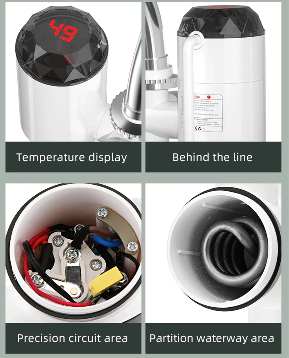 Electric Kitchen Water Heater Tap Instant Hot Water Faucet Heater Cold Heating Faucet Tankless Instantaneous Water Heater Home
