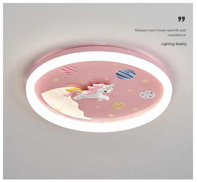 2026 Pink Rainbow Unicorn Light Princess Room Ceiling Lamps LED Warm Cute Nursery Children's Room Girl Bedroom Pegasus Ceiling L