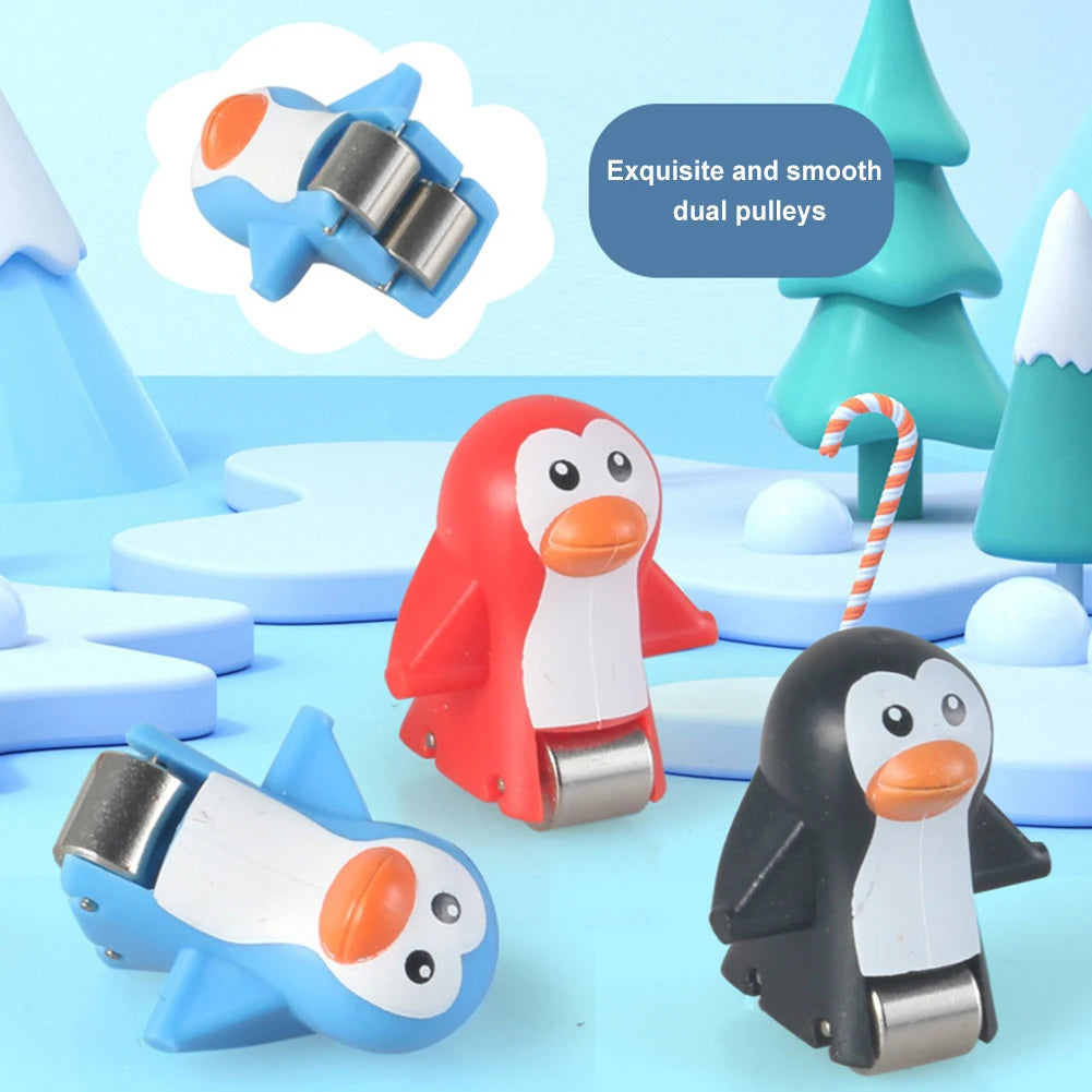 Kids Electric Climbing Stairs Toy DIY Small Penguin Dinosaur Rail Racing Track Music Roller Coaster Duck Toy For Baby Kids Gift